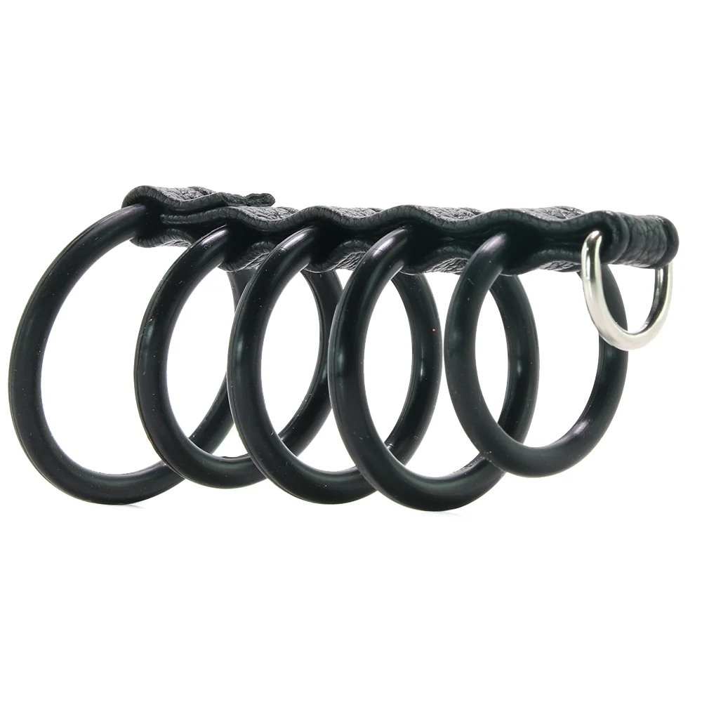 Blue Line 5 Ring Rubber Gates of Hell Cock Cage with Lead