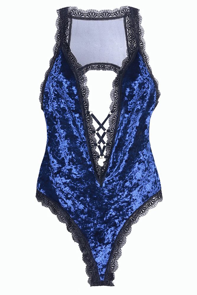 Amalie Cobalt Crushed Velvet Teddy - Image 2