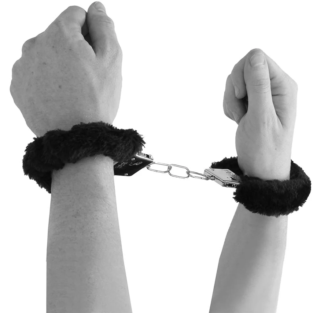 Black Furry Hand Cuffs - Image 2