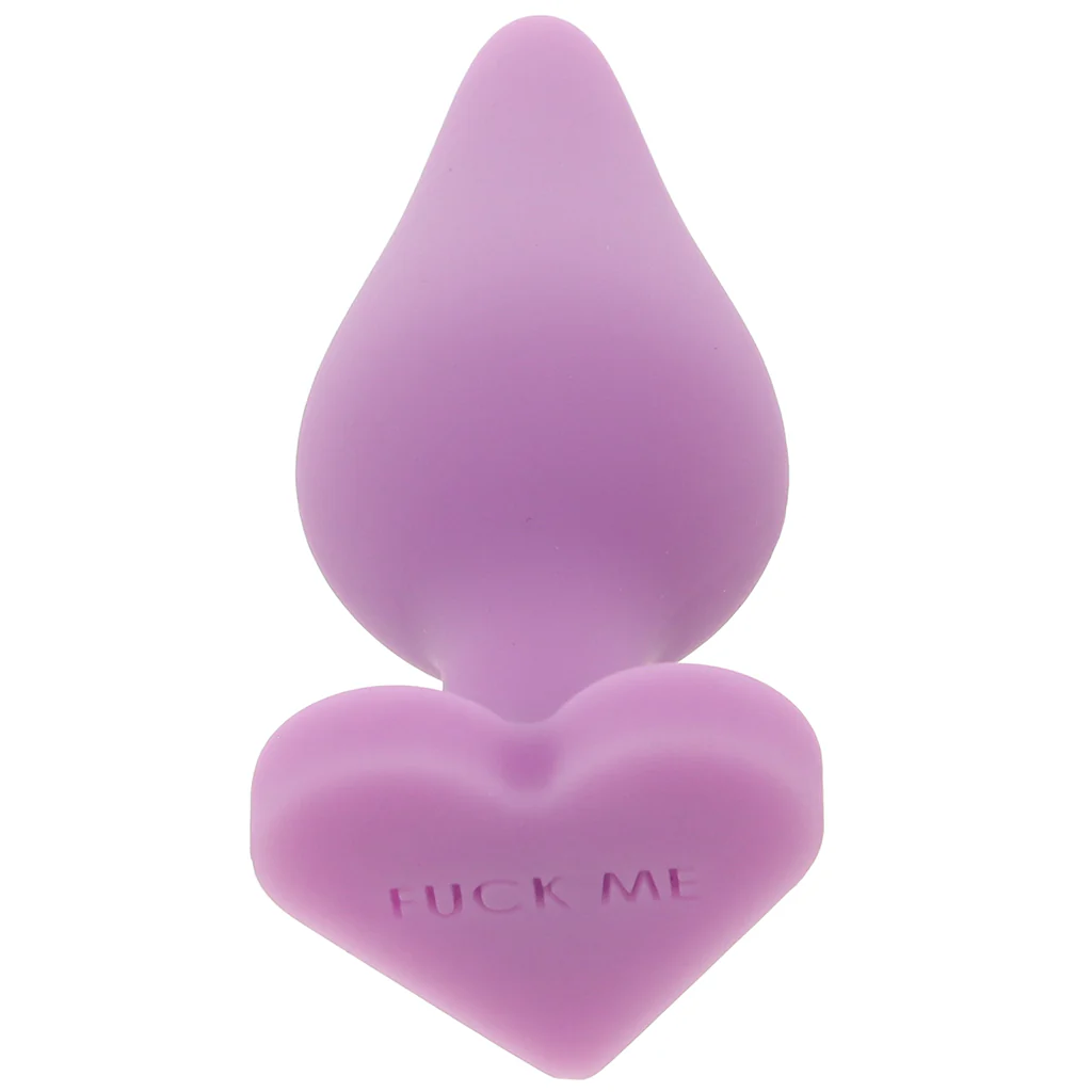 Candy Hearts F**k Me Medium Butt Plug in Purple