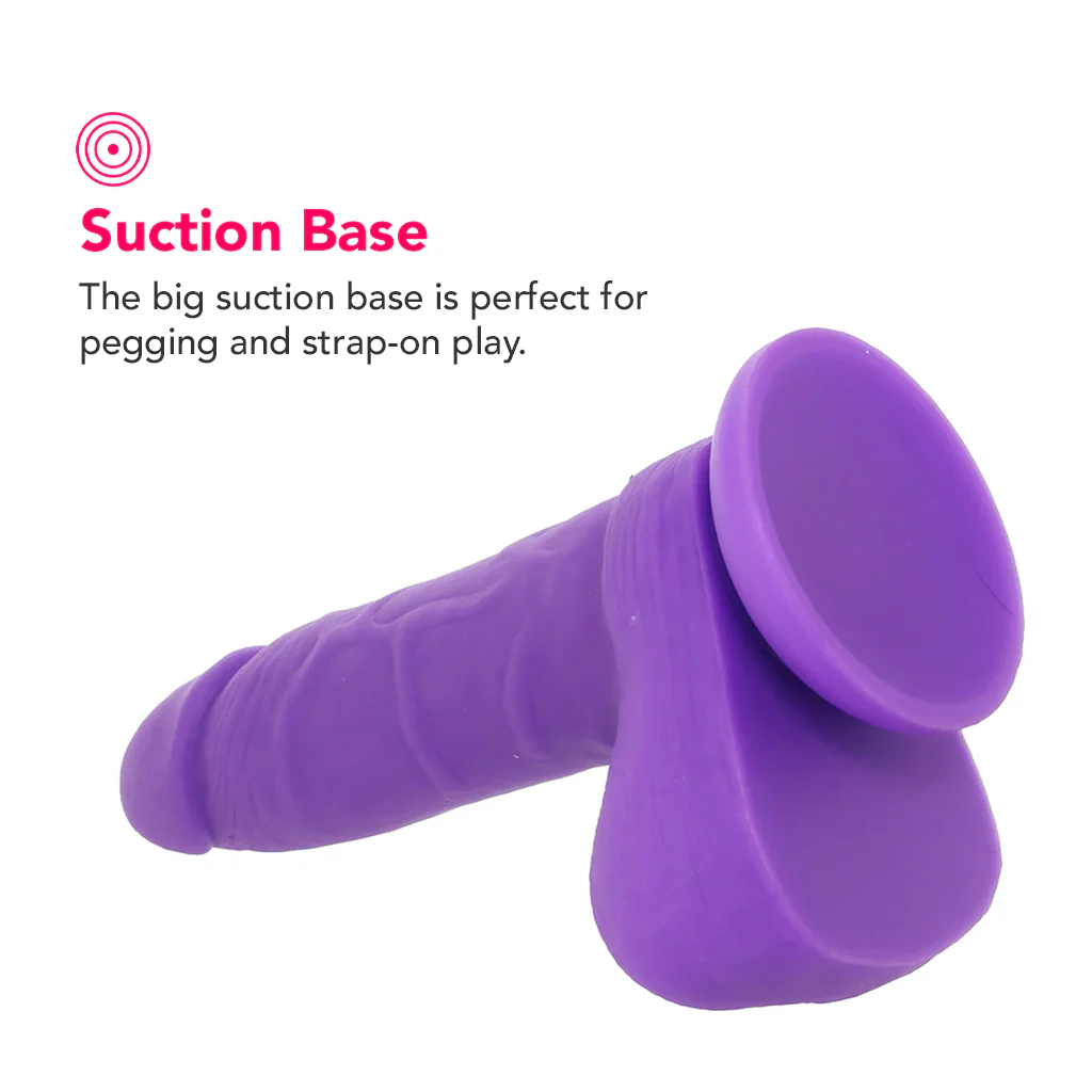 PinkCherry 7 Inch Purple Silicone Ballsy Dildo - Image 4